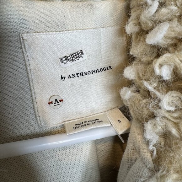 Anthropologie Brenna Faux Fur Jacket Vest Small Zip Up Frog Closure Beige - Picture 7 of 8